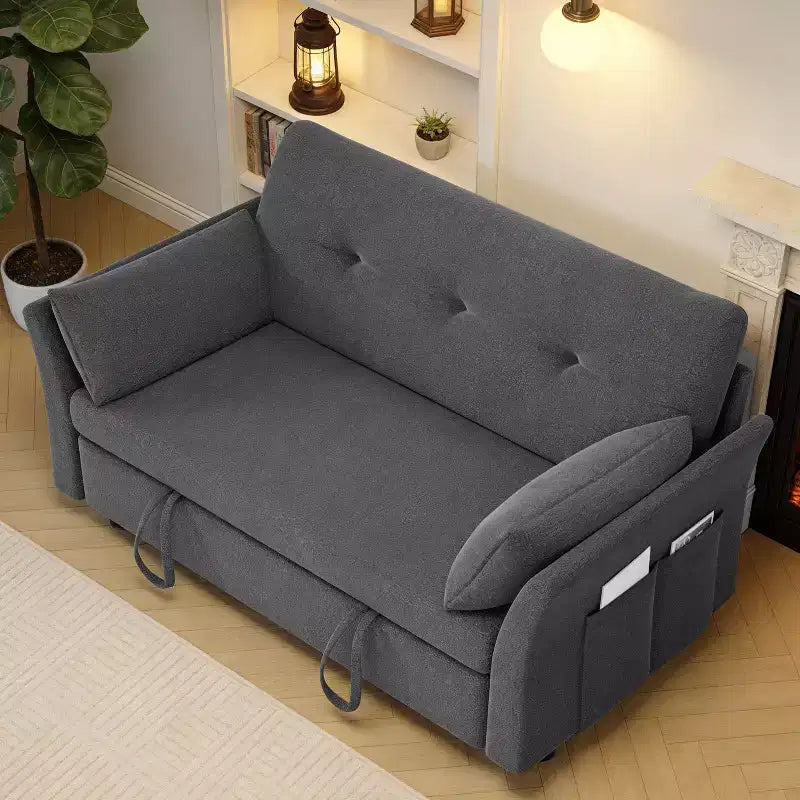 51" Sleeper Sofa Bed Couch with Side Pocket, Small 2 in 1 Convertible Loveseat Sleeper Couch for Apartment, Bedroom and Small Space