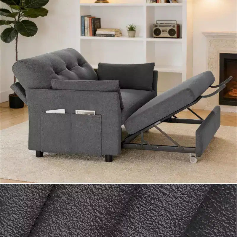 51" Sleeper Sofa Bed Couch with Side Pocket, Small 2 in 1 Convertible Loveseat Sleeper Couch for Apartment, Bedroom and Small Space