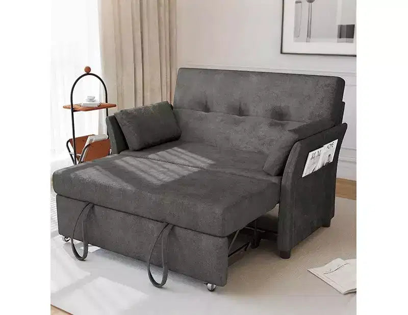 51" Sleeper Sofa Bed Couch with Side Pocket, Small 2 in 1 Convertible Loveseat Sleeper Couch for Apartment, Bedroom and Small Space