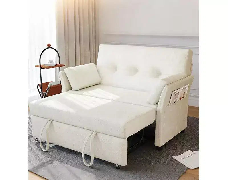51" Sleeper Sofa Bed Couch with Side Pocket, Small 2 in 1 Convertible Loveseat Sleeper Couch for Apartment, Bedroom and Small Space