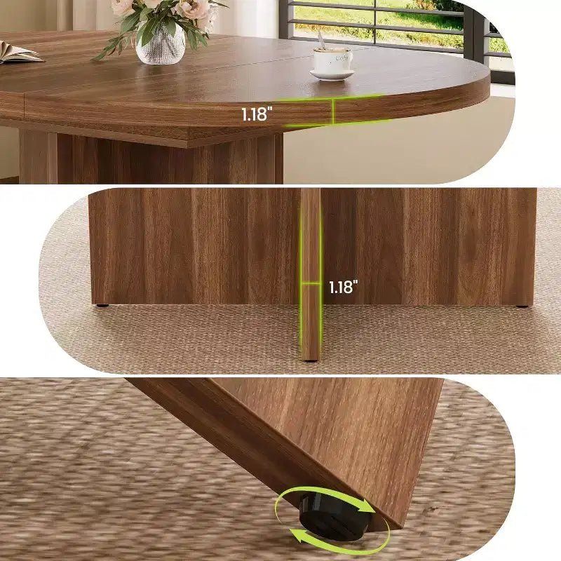 43.3''-59'' Extendable Round Dining Table for 4-8, Modern Kitchen Oval Dining Table with Removable Leaves, Dinner Table for Dining Room, Kitchen