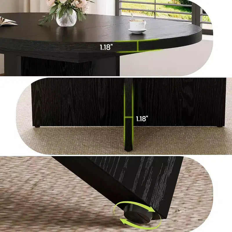 43.3''-59'' Extendable Round Dining Table for 4-8, Modern Kitchen Oval Dining Table with Removable Leaves, Dinner Table for Dining Room, Kitchen
