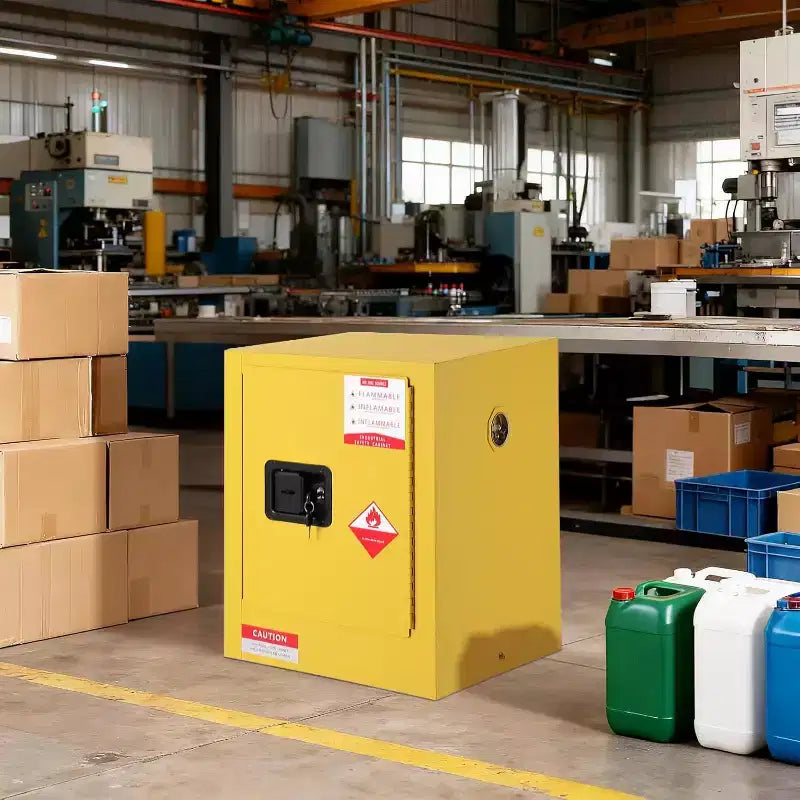 Fireproof Storage Cabinet 4Gal, Fireproof Safety Cabinet w/ Adjustable Shelves, Manual Close Doors, 17 x 17 x 22 Galvanized Steel Construction