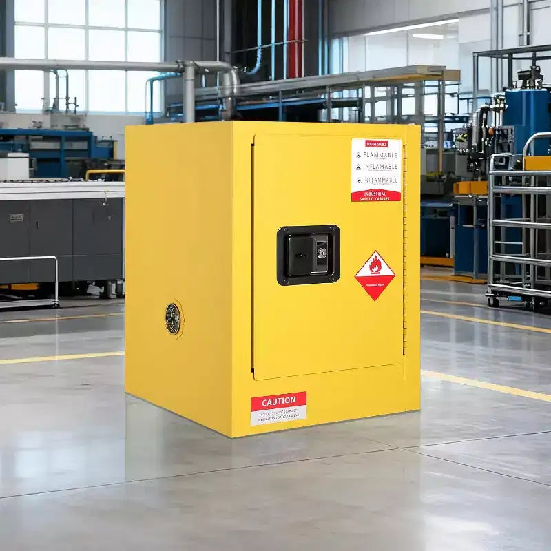 Fireproof Storage Cabinet 4Gal, Fireproof Safety Cabinet w/ Adjustable Shelves, Manual Close Doors, 17 x 17 x 22 Galvanized Steel Construction