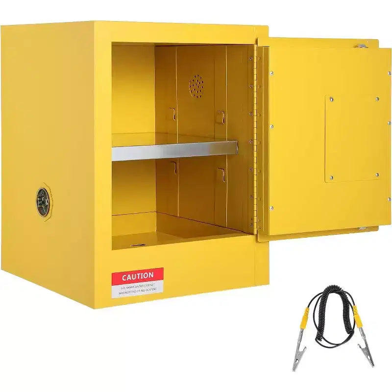 Fireproof Storage Cabinet 4Gal, Fireproof Safety Cabinet w/ Adjustable Shelves, Manual Close Doors, 17 x 17 x 22 Galvanized Steel Construction