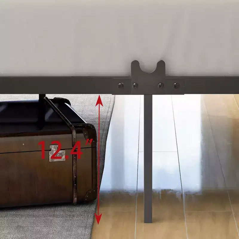 Full Size Metal Canopy Bed Frame with Sturdy Steel Construction, Under-Bed Storage for Guest Room