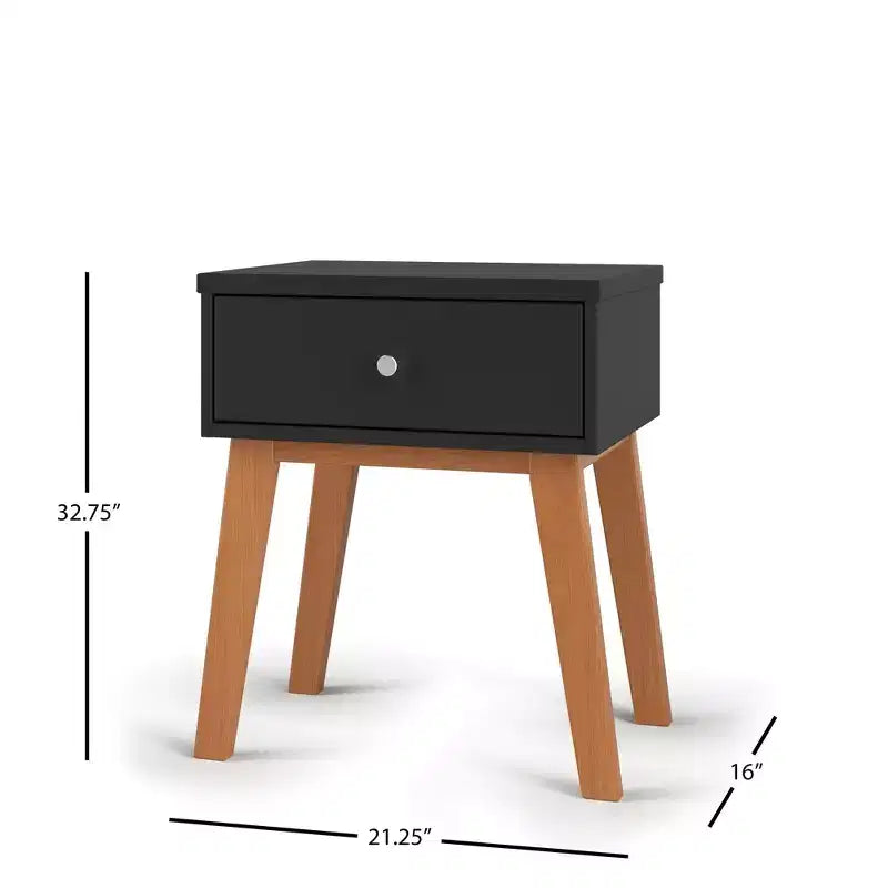 1 Drawer Nightstand for Nursery or Bedroom, Large Storage Drawer, Made of Sturdy Pinewood, Non-Toxic, Baby Safe Finish