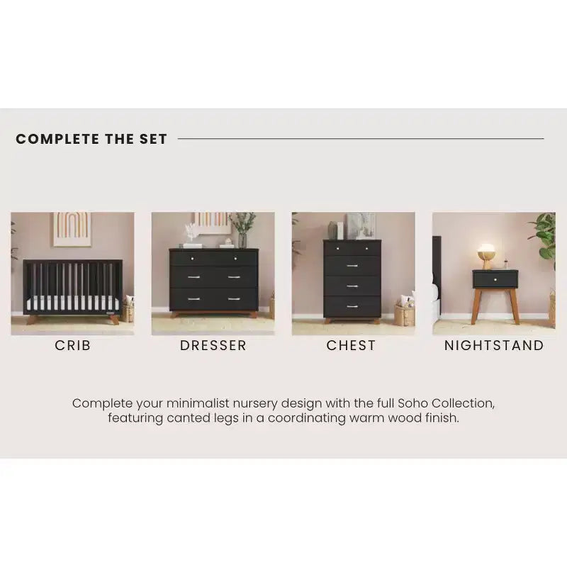 1 Drawer Nightstand for Nursery or Bedroom, Large Storage Drawer, Made of Sturdy Pinewood, Non-Toxic, Baby Safe Finish