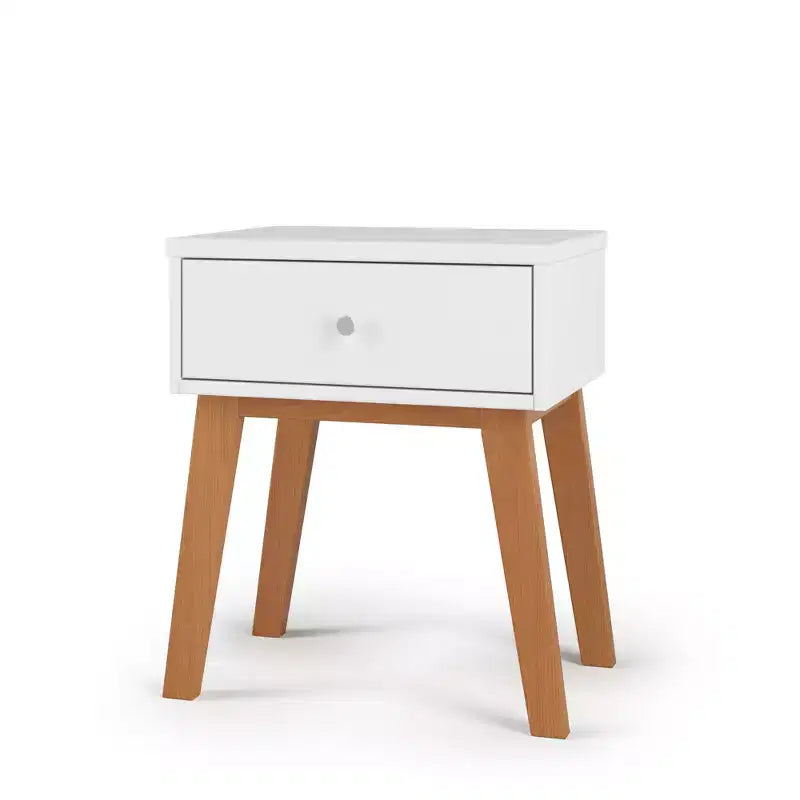 1 Drawer Nightstand for Nursery or Bedroom, Large Storage Drawer, Made of Sturdy Pinewood, Non-Toxic, Baby Safe Finish