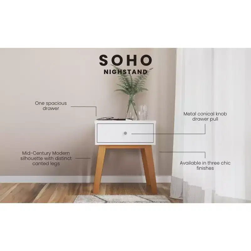 1 Drawer Nightstand for Nursery or Bedroom, Large Storage Drawer, Made of Sturdy Pinewood, Non-Toxic, Baby Safe Finish