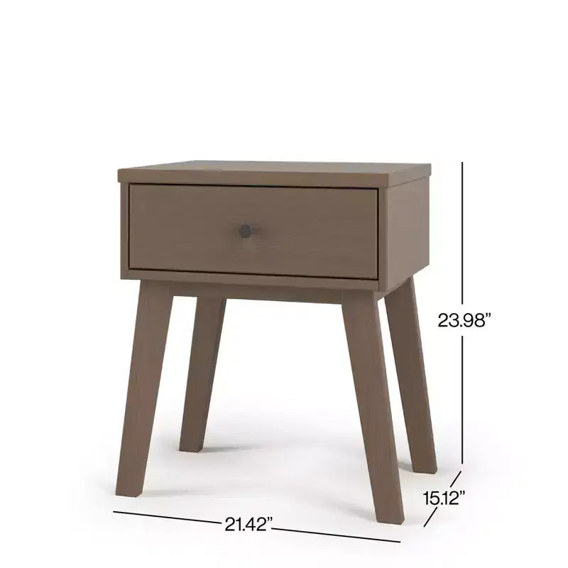 1 Drawer Nightstand for Nursery or Bedroom, Large Storage Drawer, Made of Sturdy Pinewood, Non-Toxic, Baby Safe Finish
