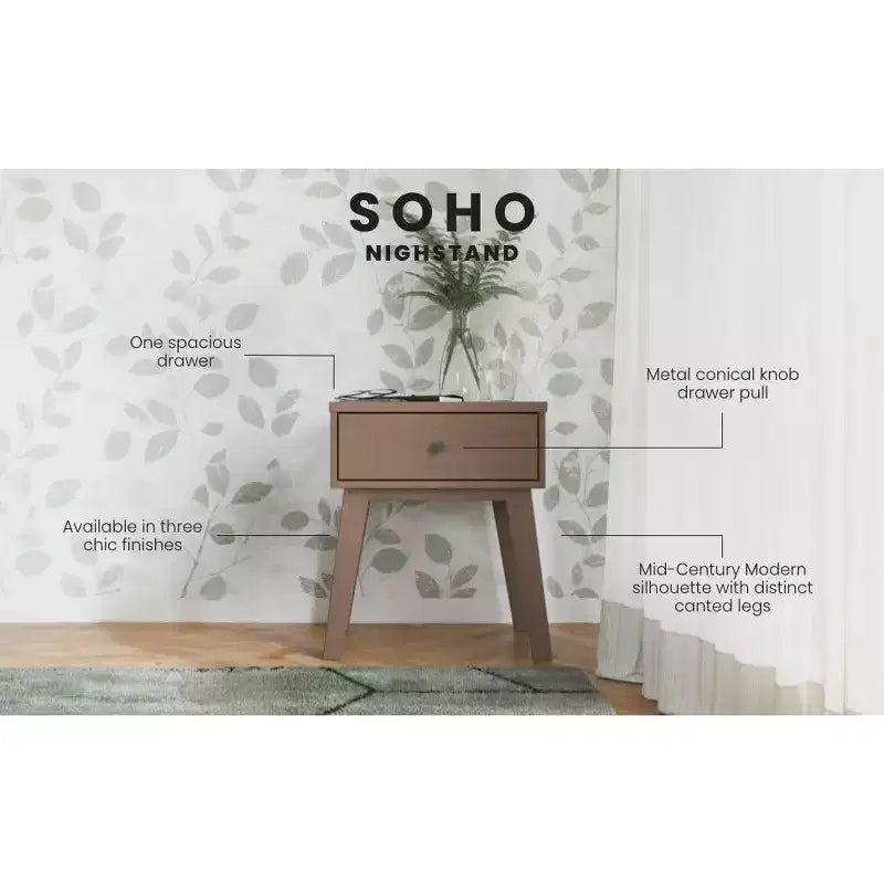 1 Drawer Nightstand for Nursery or Bedroom, Large Storage Drawer, Made of Sturdy Pinewood, Non-Toxic, Baby Safe Finish