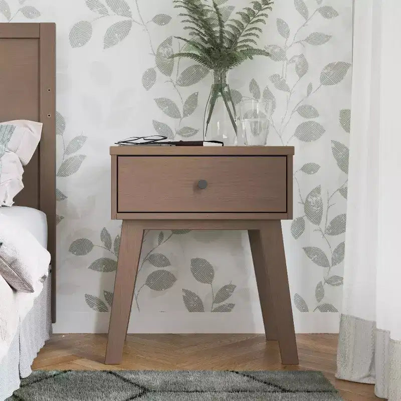 1 Drawer Nightstand for Nursery or Bedroom, Large Storage Drawer, Made of Sturdy Pinewood, Non-Toxic, Baby Safe Finish