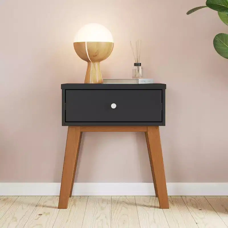 1 Drawer Nightstand for Nursery or Bedroom, Large Storage Drawer, Made of Sturdy Pinewood, Non-Toxic, Baby Safe Finish