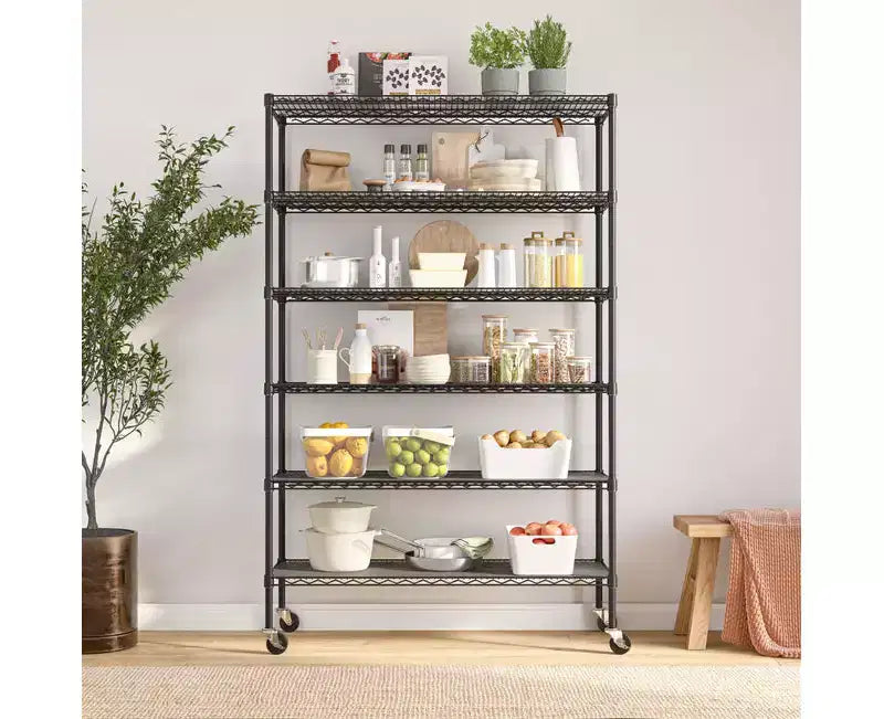 6-Tier NSF 48 x 18 Steel Wire Shelving Storage System