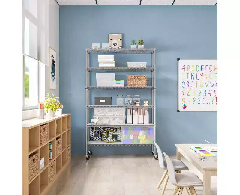 6-Tier NSF 48 x 18 Steel Wire Shelving Storage System