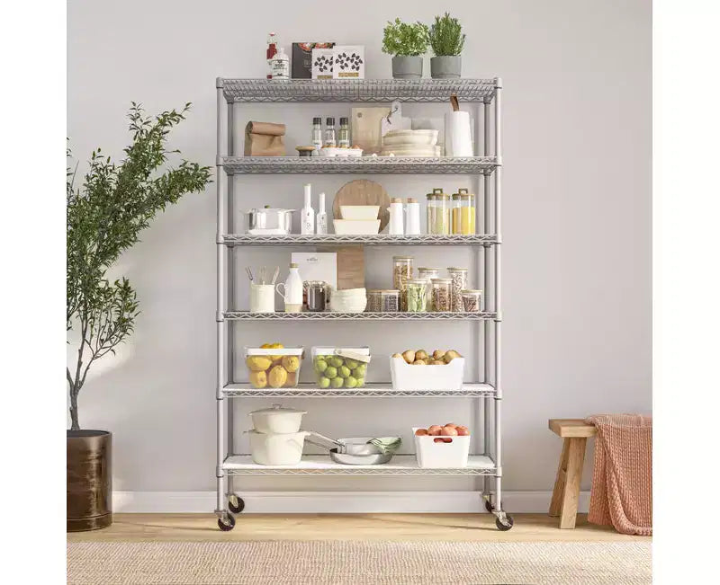 6-Tier NSF 48 x 18 Steel Wire Shelving Storage System