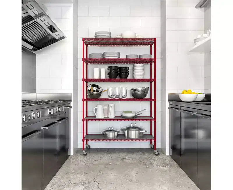 6-Tier NSF 48 x 18 Steel Wire Shelving Storage System