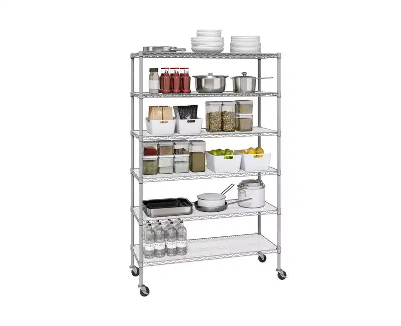 6-Tier NSF 48 x 18 Steel Wire Shelving Storage System