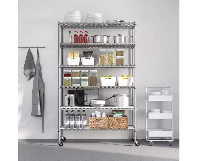 6-Tier NSF 48 x 18 Steel Wire Shelving Storage System