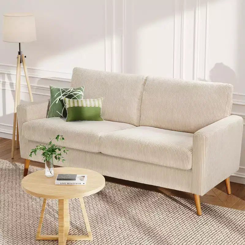 Mid Century Modern Loveseat 68 Retro Sofa | 24 Deep Cloud Seat | Solid Wood 800lb Support