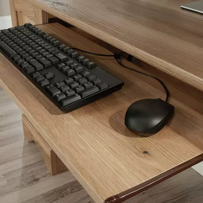 59.45 Computer Desk, Office Desk with Slide-Out Keyboard Tray, 2 Drawers and 1 Cabinet, Writing Desk for Home Office, Study, Game Room