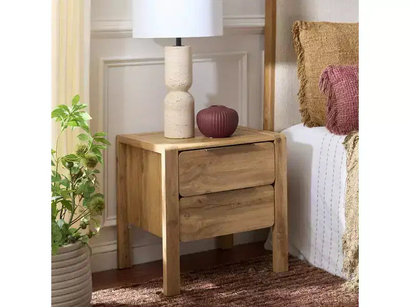 2 Drawer Nightstand - NST3109 - Oak/Brass