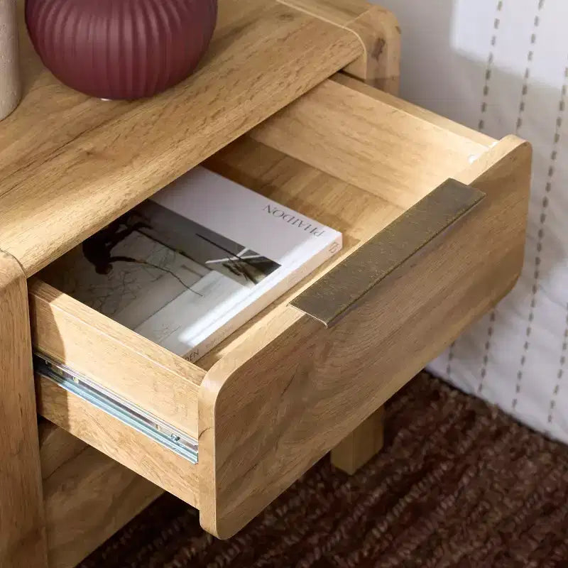 2 Drawer Nightstand - NST3109 - Oak/Brass