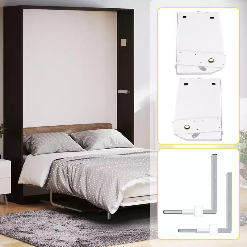 Murphy Mounting Wall Springs Mechanism Heavy Duty Support Hardware DIY Kit for King Queen Bed (Vertical), White