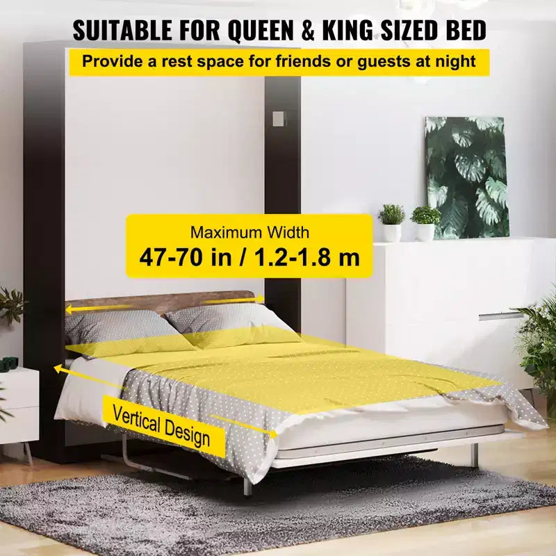 Murphy Mounting Wall Springs Mechanism Heavy Duty Support Hardware DIY Kit for King Queen Bed (Vertical), White