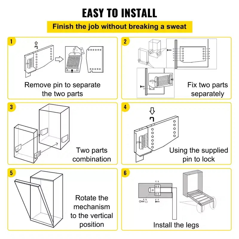 Murphy Mounting Wall Springs Mechanism Heavy Duty Support Hardware DIY Kit for King Queen Bed (Vertical), White