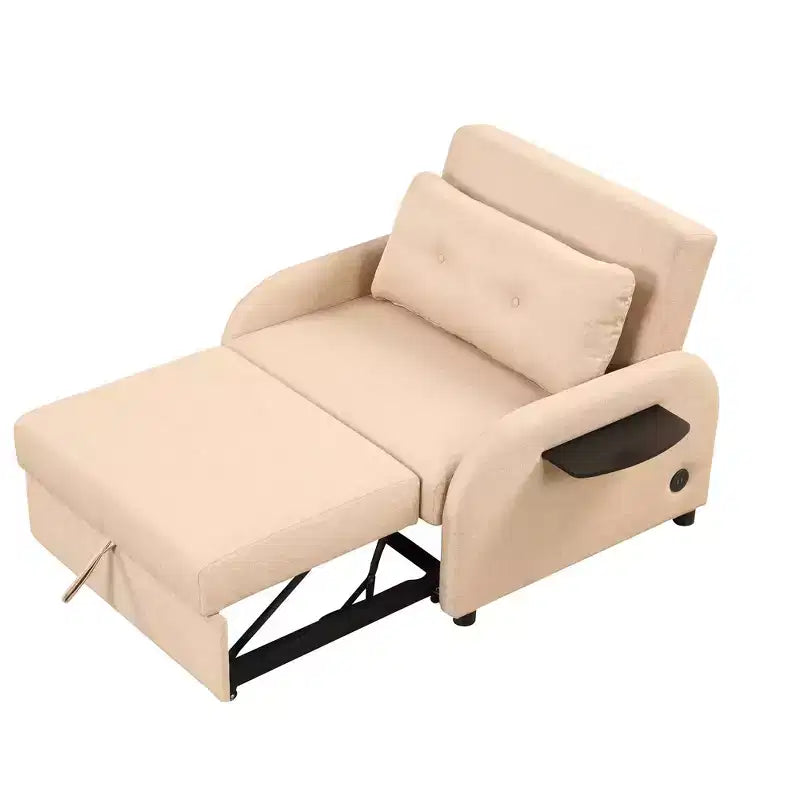 Pull-out Sofa Sleeper 3 in 1 with Charge for Living Room Recreation Room Beige