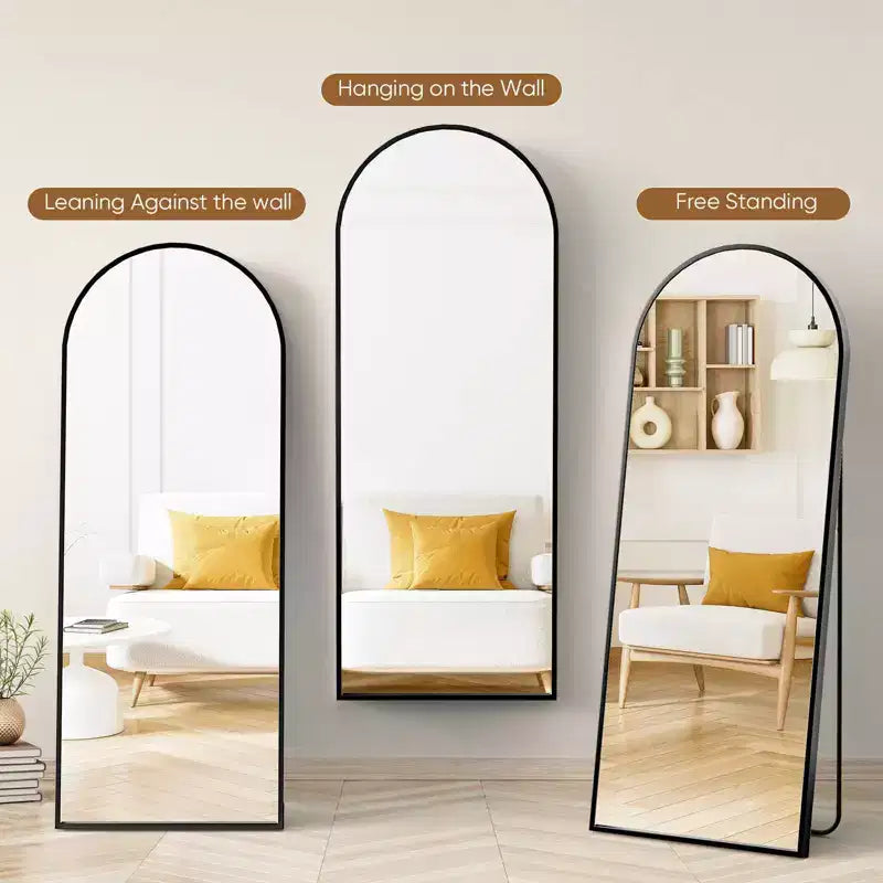 71X26 Inch Arched Full Length Mirror, Standing Hanging Leaning Wall Full Body Mirror