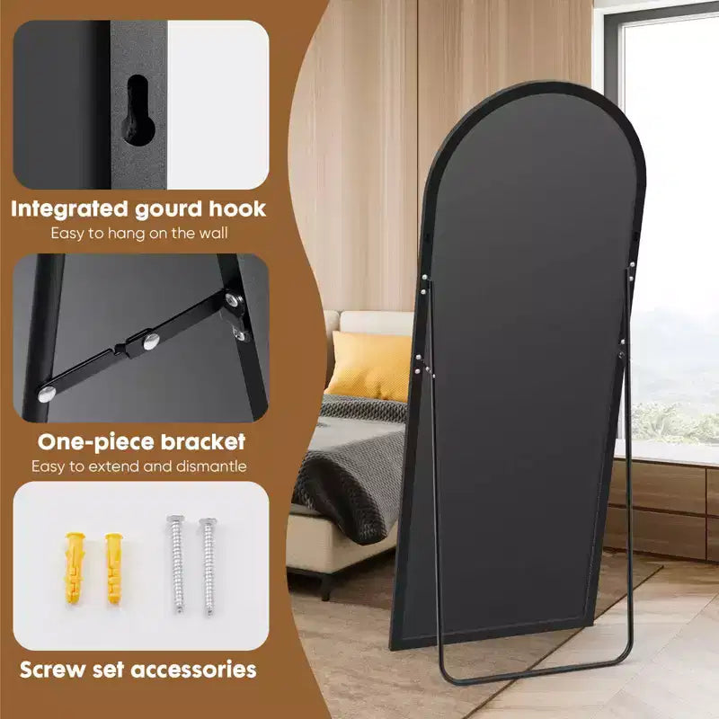 71X26 Inch Arched Full Length Mirror, Standing Hanging Leaning Wall Full Body Mirror