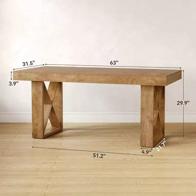 63-Inch Computer Desk, Simple Thick Appearance, Study Gaming Writing Workstation Executive Office Desk for Home, Study Room, Brown