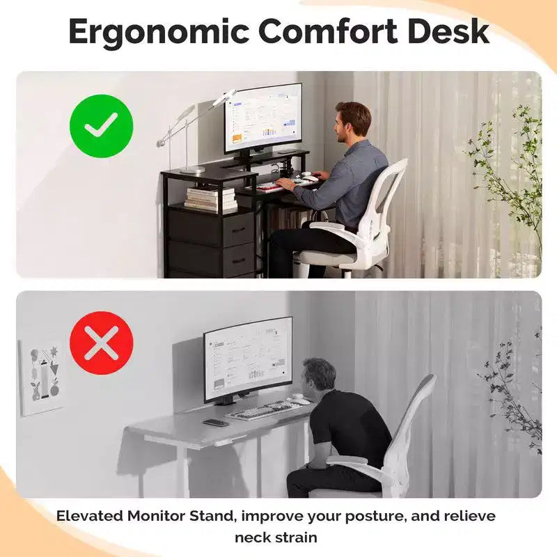 47.2'' Modern Computer Desk With Charging Station & Storage Drawers