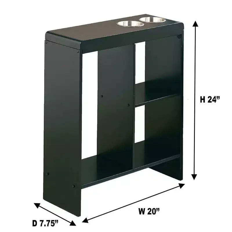 Side End Table with Drink Holders, Storage Shelves, Magazine Holder