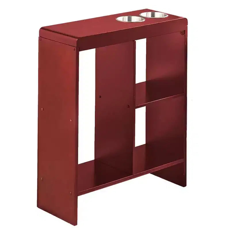 Side End Table with Drink Holders, Storage Shelves, Magazine Holder