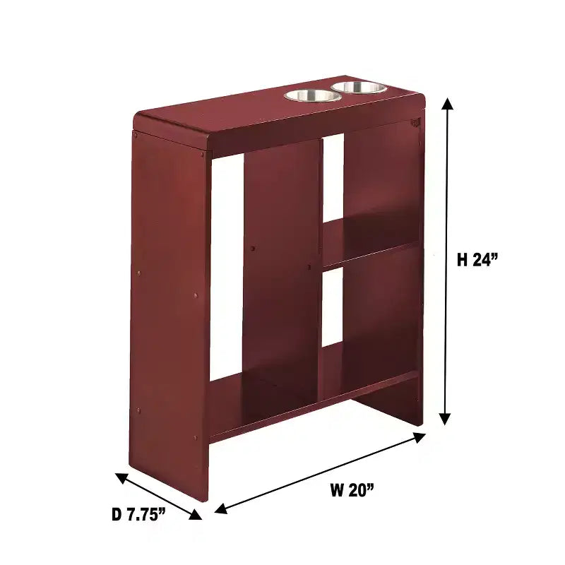 Side End Table with Drink Holders, Storage Shelves, Magazine Holder