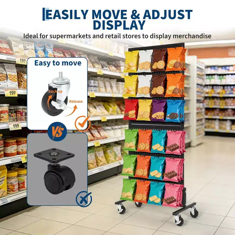 2X5 Pegboard Display Stand with Wheels, Floor Standing Adjustable Pegboard Organizer for Craft Fair, Art, Retail, Shop, Market, Home & Garage