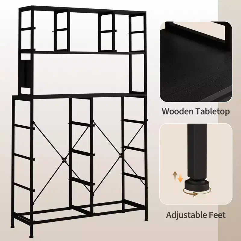 Dresser for Bedroom, 12-Drawer Fabric Chest with Lighting, Power Outlet and Open Shelves, Wood Top & Metal Frame