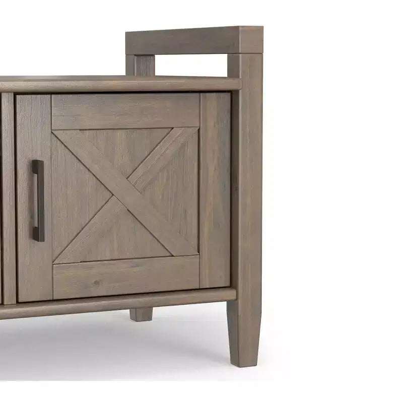 SOLID WOOD 44 inch Wide Transitional Entryway Storage Bench in Smoky Brown