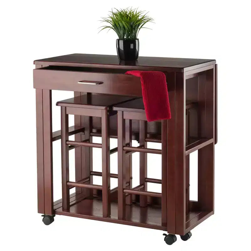 Extendable Dining Table Space Saver Walnut