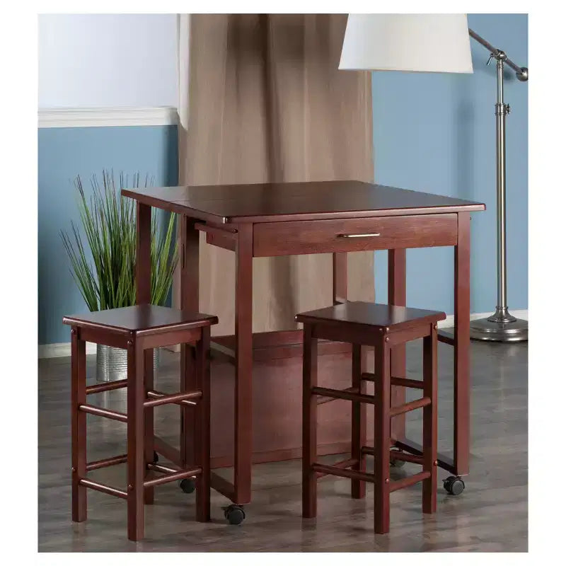 Extendable Dining Table Space Saver Walnut