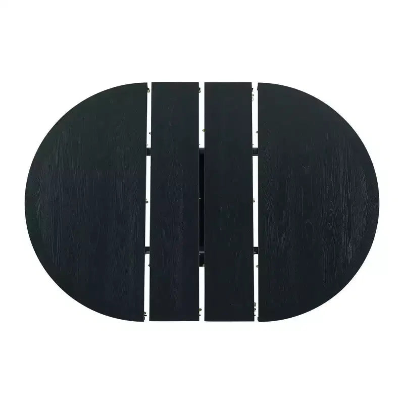 Oval Extendable Dining Table Dark Oak: Modern Pedestal, Seats Up to 8, 2 Leaves