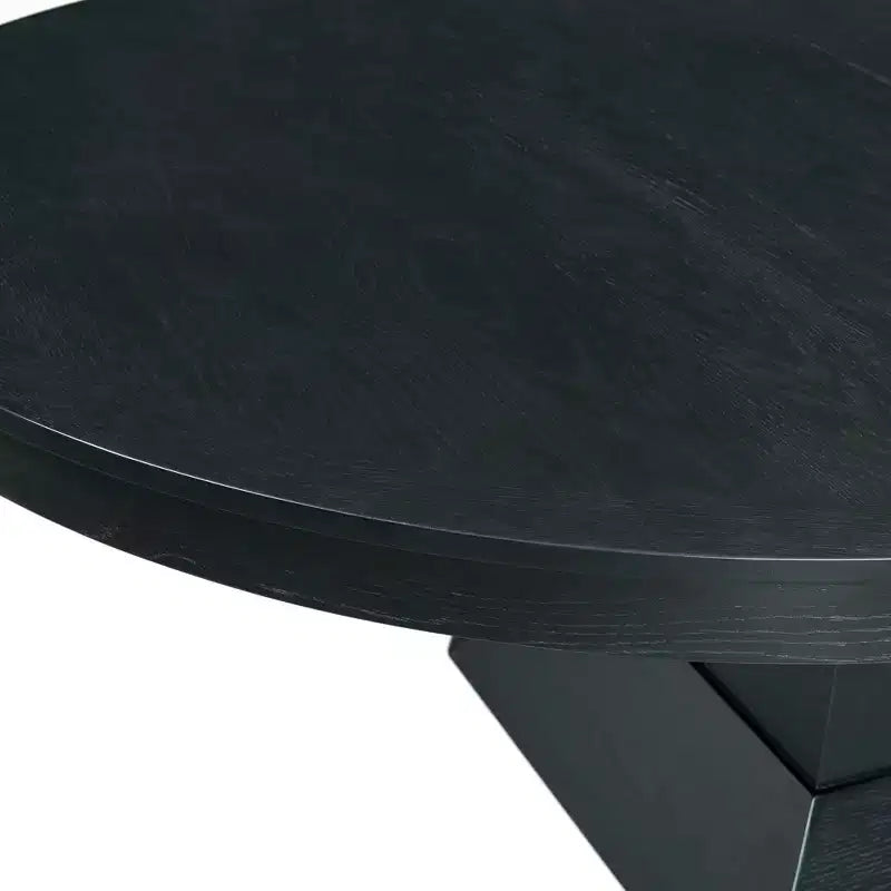 Oval Extendable Dining Table Dark Oak: Modern Pedestal, Seats Up to 8, 2 Leaves
