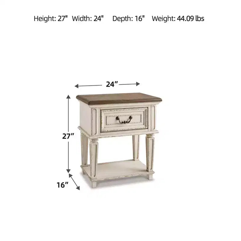 One Drawer Nightstand Chipped White
