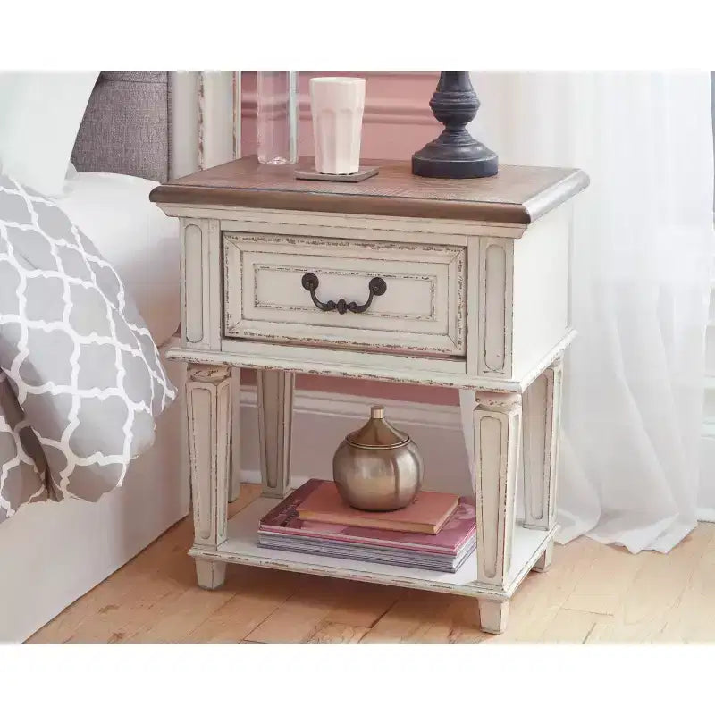 One Drawer Nightstand Chipped White
