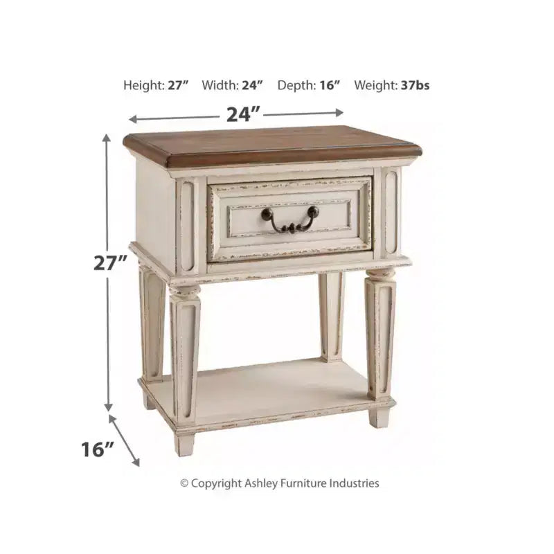 One Drawer Nightstand Chipped White