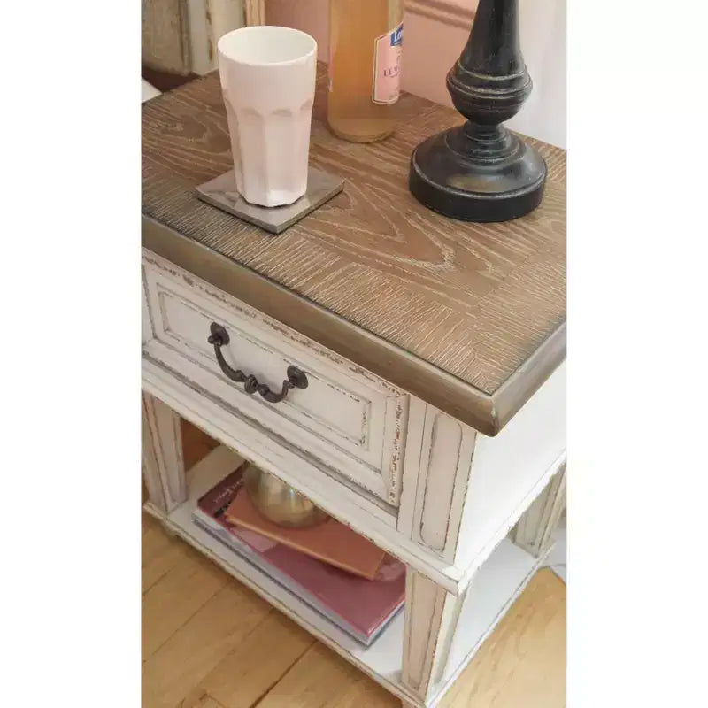 One Drawer Nightstand Chipped White